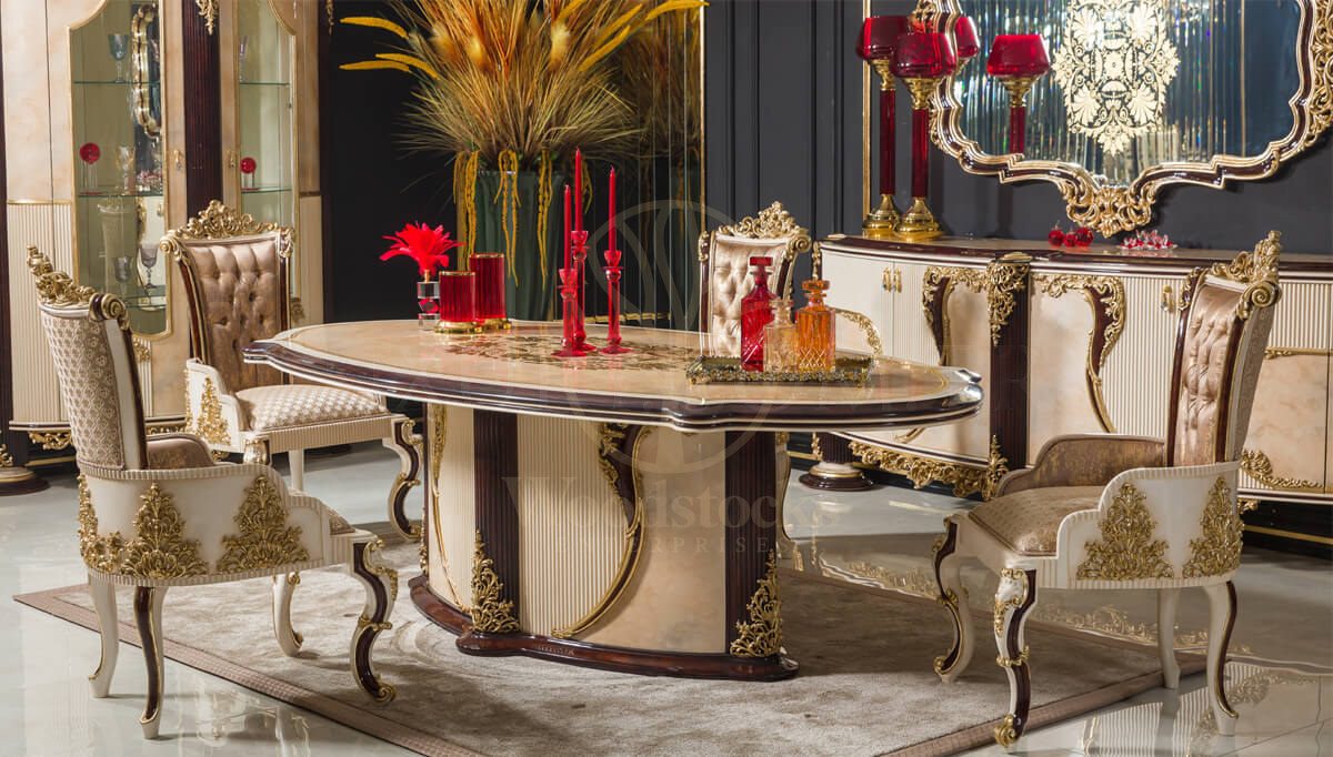 Royal Beril Brown Hand Carved Teak Dining Table Set, Saharanpur, view 3