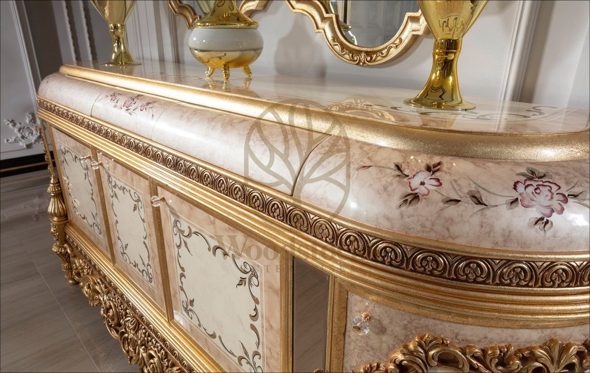Teak Palace Gold and Ivory Dining Set, view 4