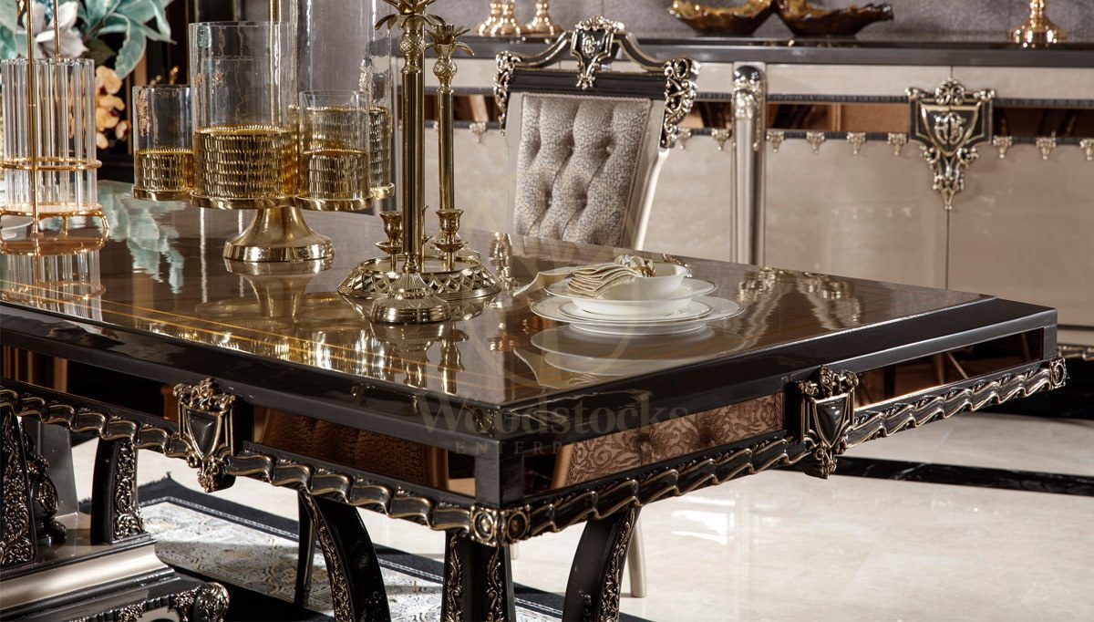 Royal Tuvalya Bronze Hand Carved Teak Dining Table Set, Saharanpur, view 5