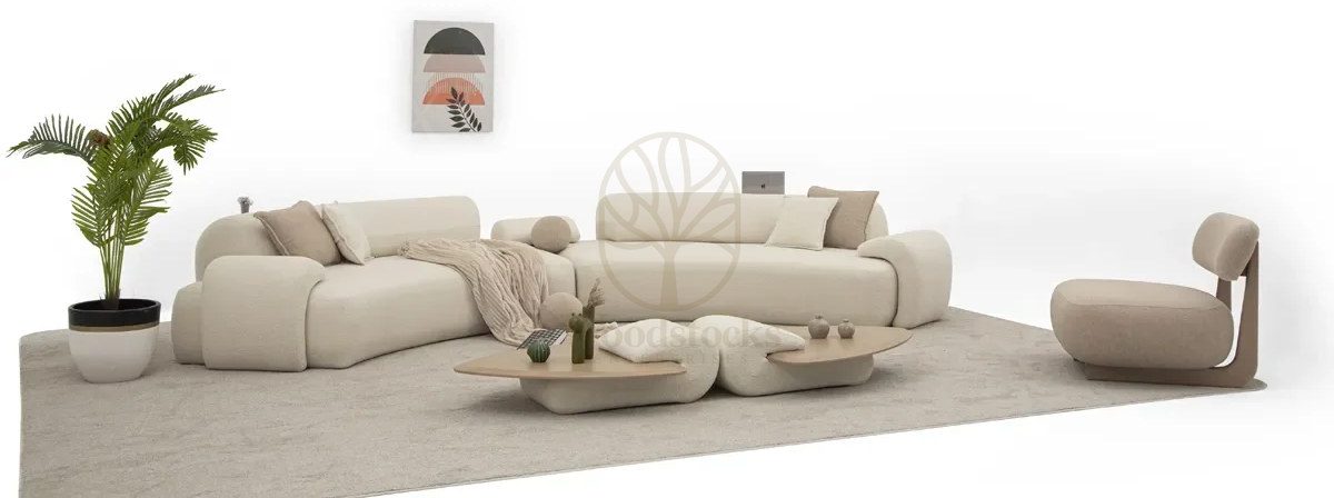 Luxury Solis Cream Handcrafted Teak Sofa Set, Saharanpur, view 2