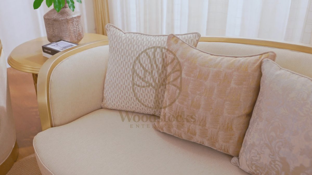 Teak Contemporary Gold Sofa Set, view 4