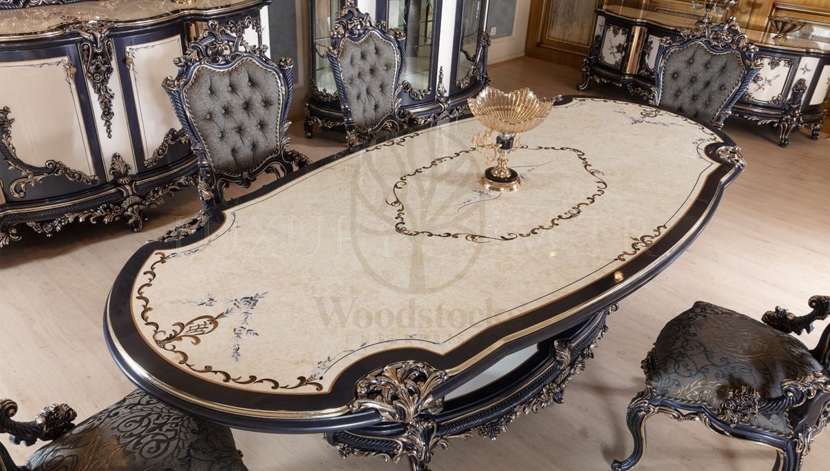 Royal Gazel Hand Carved Teak Dining Table Set II, Saharanpur, view 3
