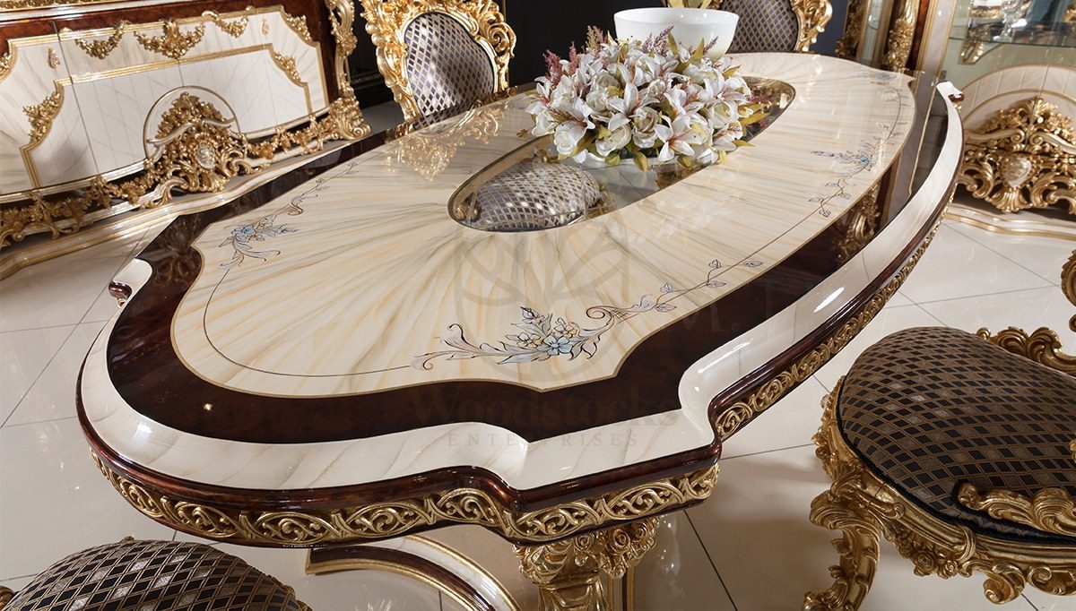 Royal Aspendos Hand Carved Teak Dining Table Set, Saharanpur, view 9