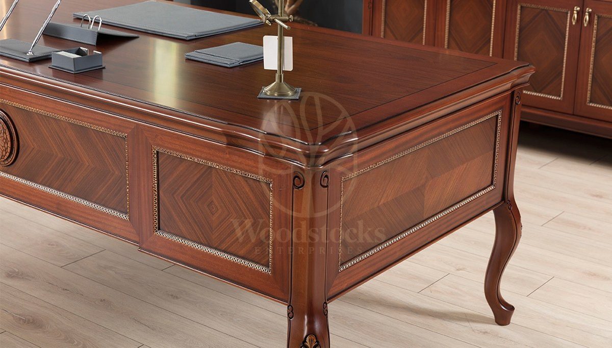 Royal Nizva Hand Carved Teak Office Table, Saharanpur, view 5