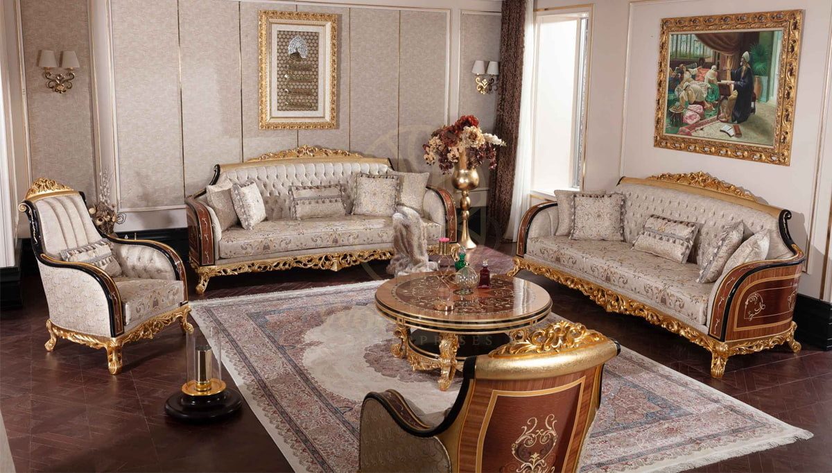 Royal Panamera Marquetry Hand Carved Teak Sofa Set, Saharanpur, Sofa Set