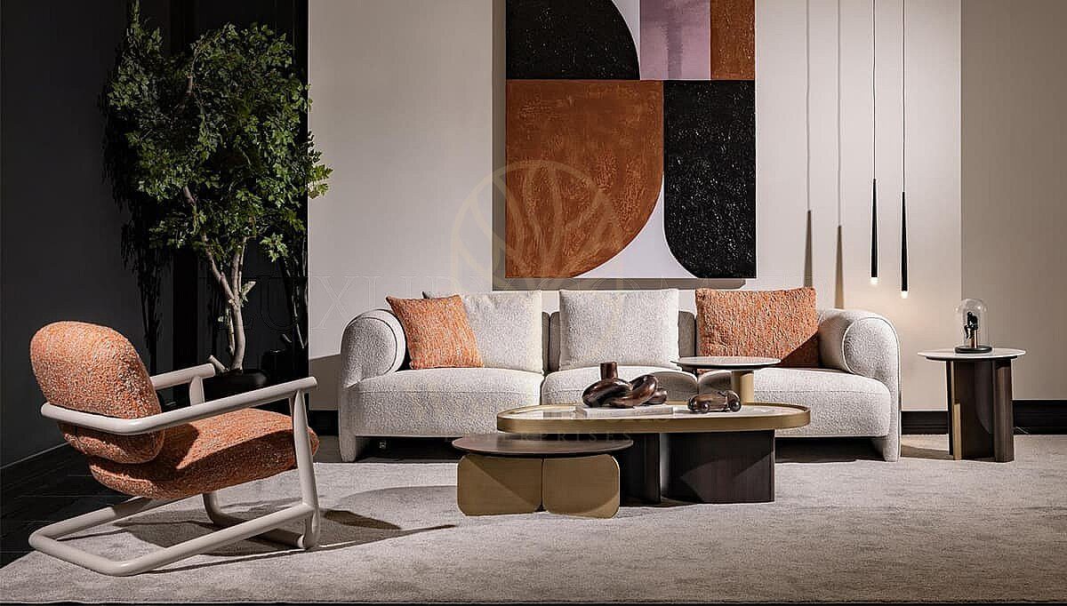 Luxury Marcello White Black Handcrafted Teak Sofa Set, Saharanpur, view 3