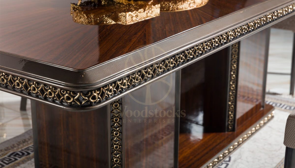 Royal Valdera Hand Carved Teak Dining Table Set, Saharanpur, view 4