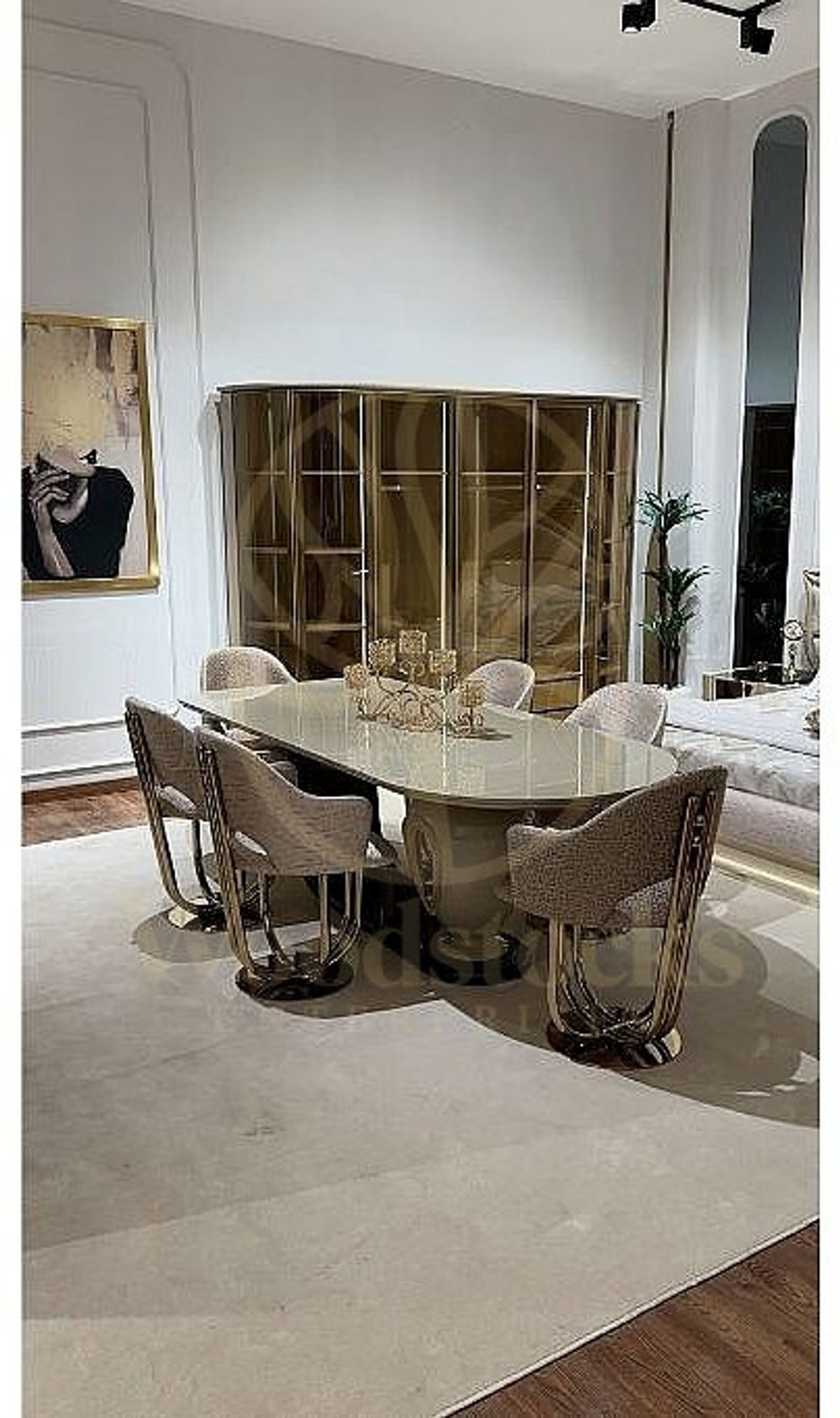 Royal Galata Hand Carved Teak Dining Table Set, Saharanpur, view 9