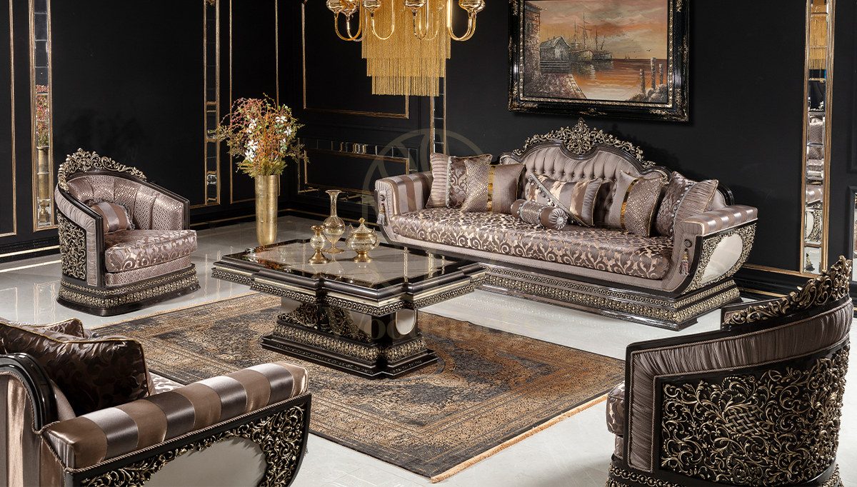 Royal Nazende Hand Carved Teak Sofa Set II, Saharanpur, Sofa Set