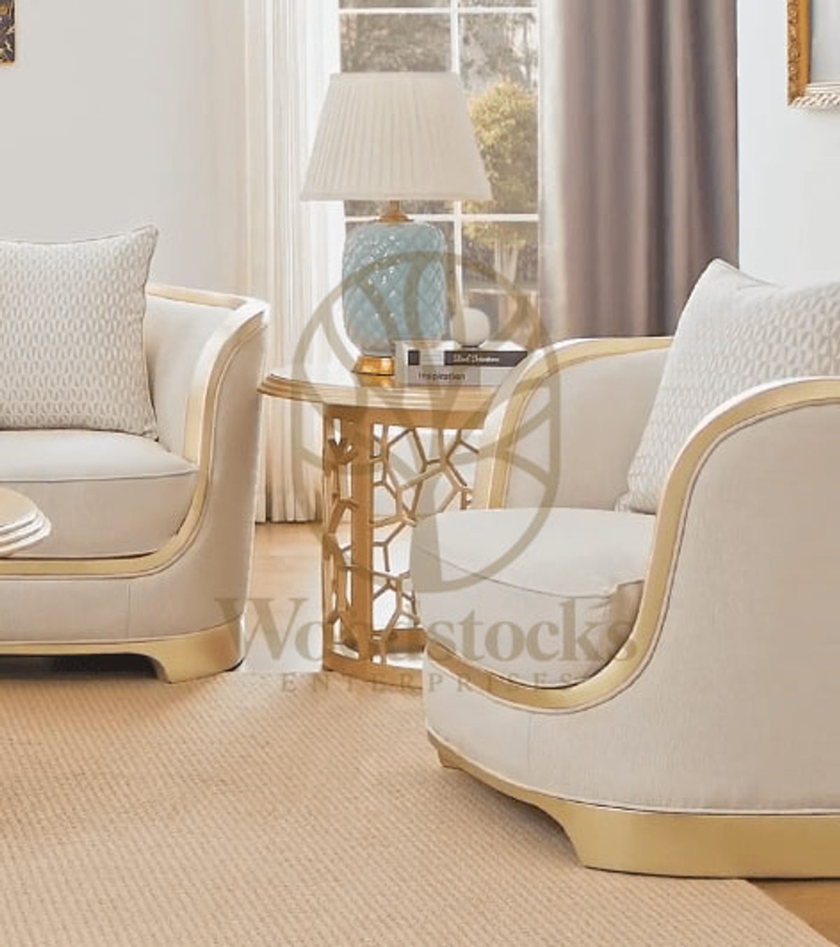 Teak Contemporary Gold Living Room Chair II, alternate view