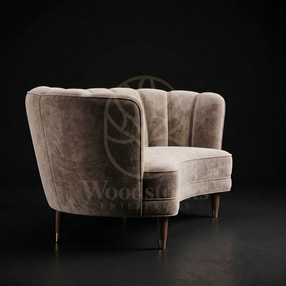 Luxury Teak Danish Art Deco Channel-Back Sofa, Saharanpur, view 2