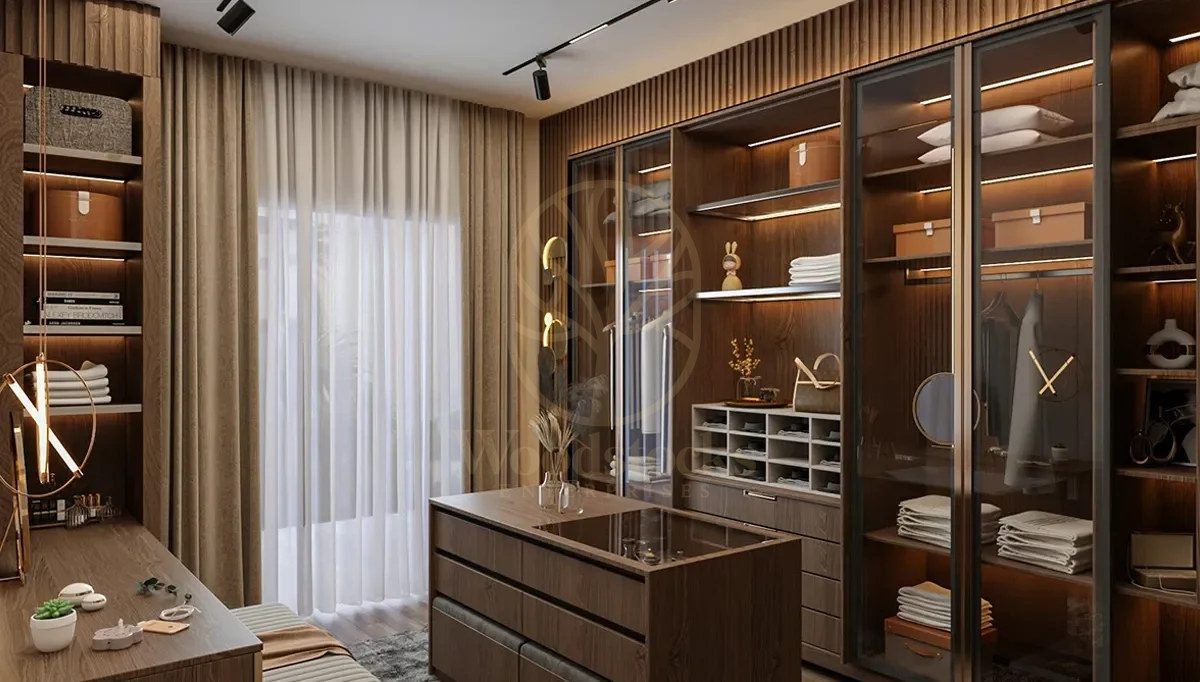 Luxury Quasar Handcrafted Teak Walk-in Wardrobe, Saharanpur, view 7