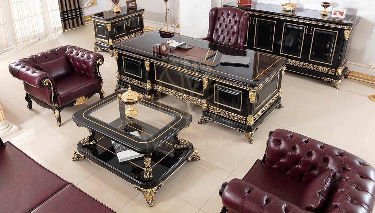 Royal Porenza Hand Carved Teak Office Table, Saharanpur, view 2