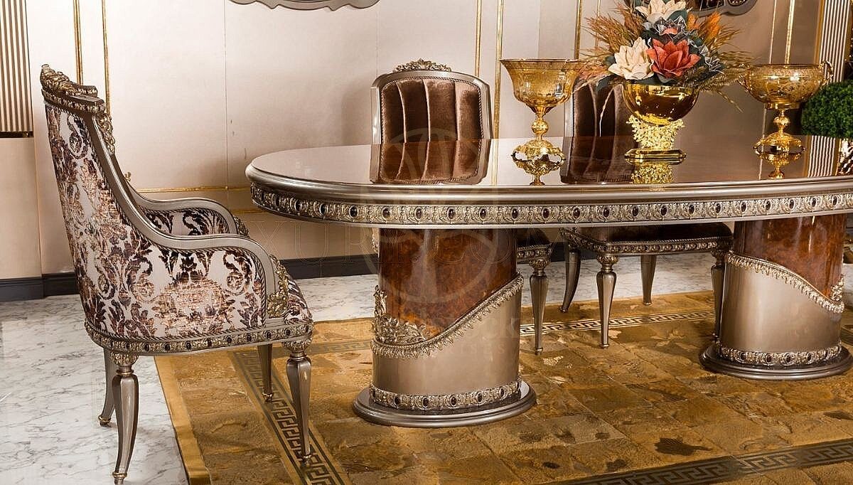 Royal Exotic Hand Carved Teak Dining Table Set, Saharanpur, view 2