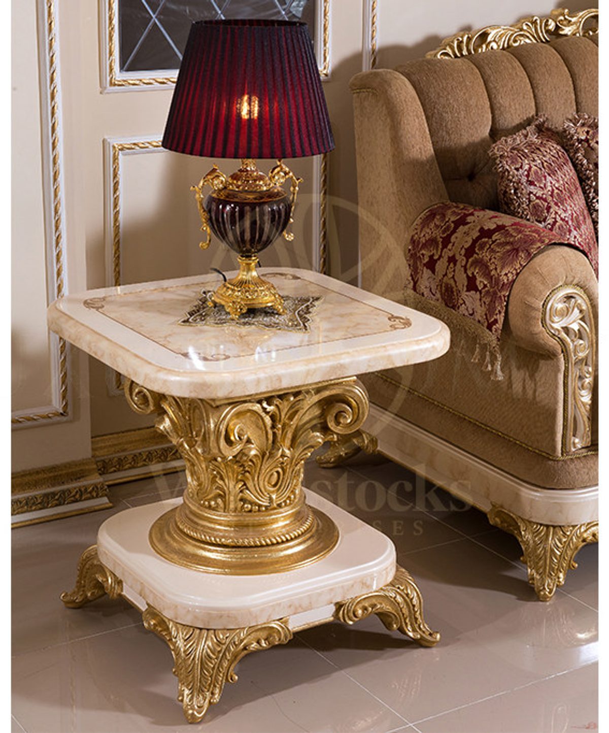 Royal Safir Cream Hand Carved Teak Sofa Set, Saharanpur, view 5