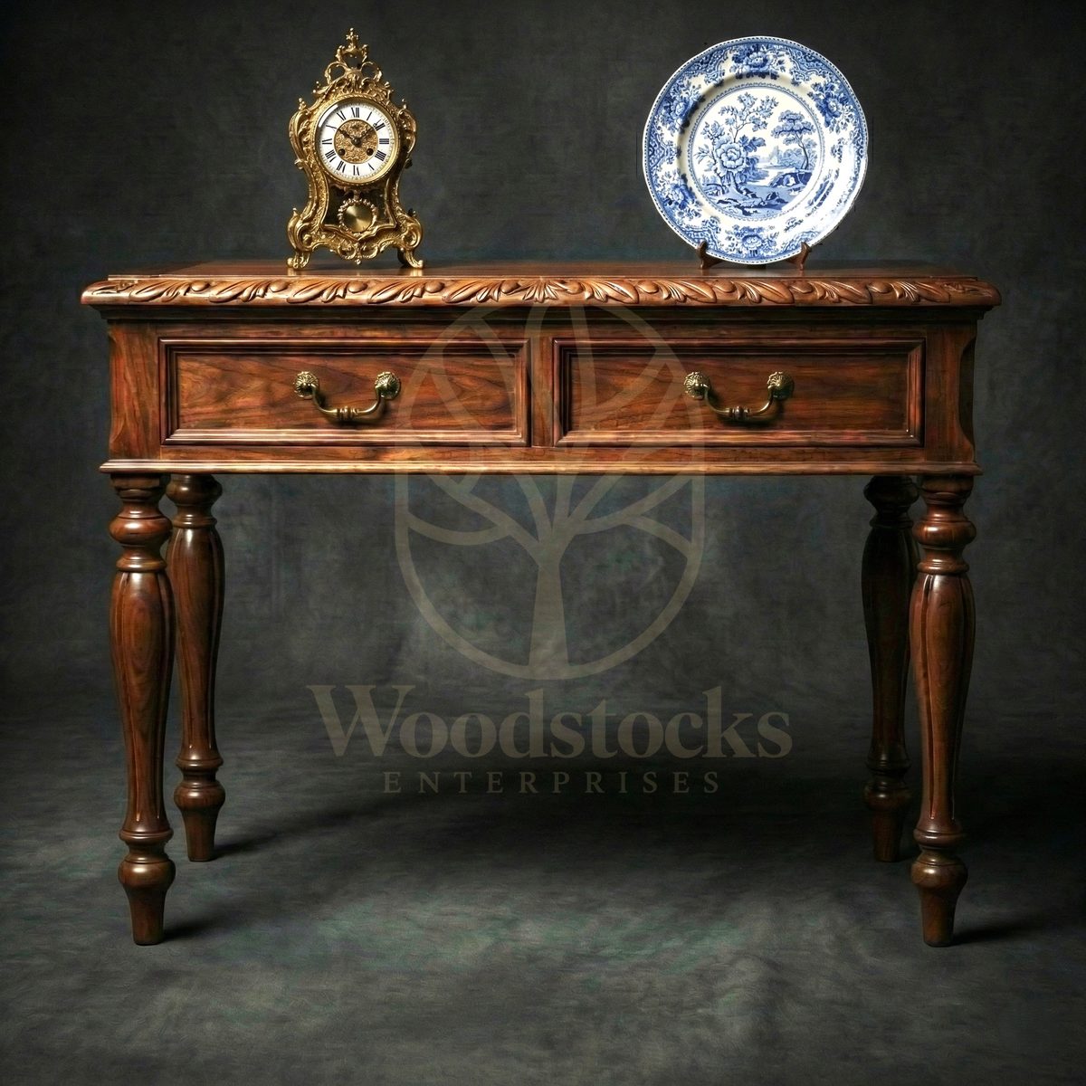 Hand Carved Teak Mayfair Classical Entry Console, Saharanpur, Console Table