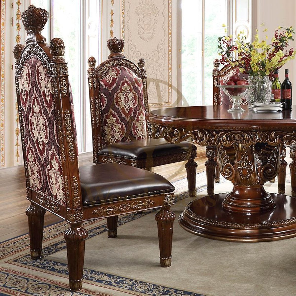 Teak Antique Gold Dining Table, view 4