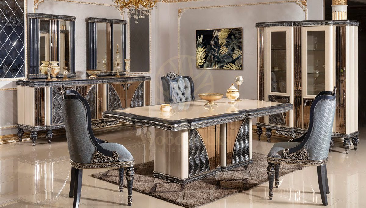 Royal Vanesa Hand Carved Teak Dining Table Set II, Saharanpur, Dining Table