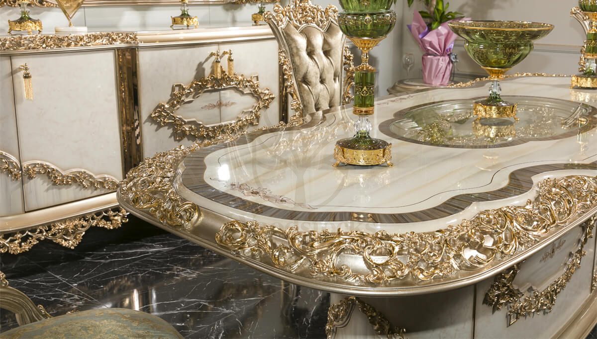 Royal Begonya Hand Carved Teak Dining Table Set, Saharanpur, view 3