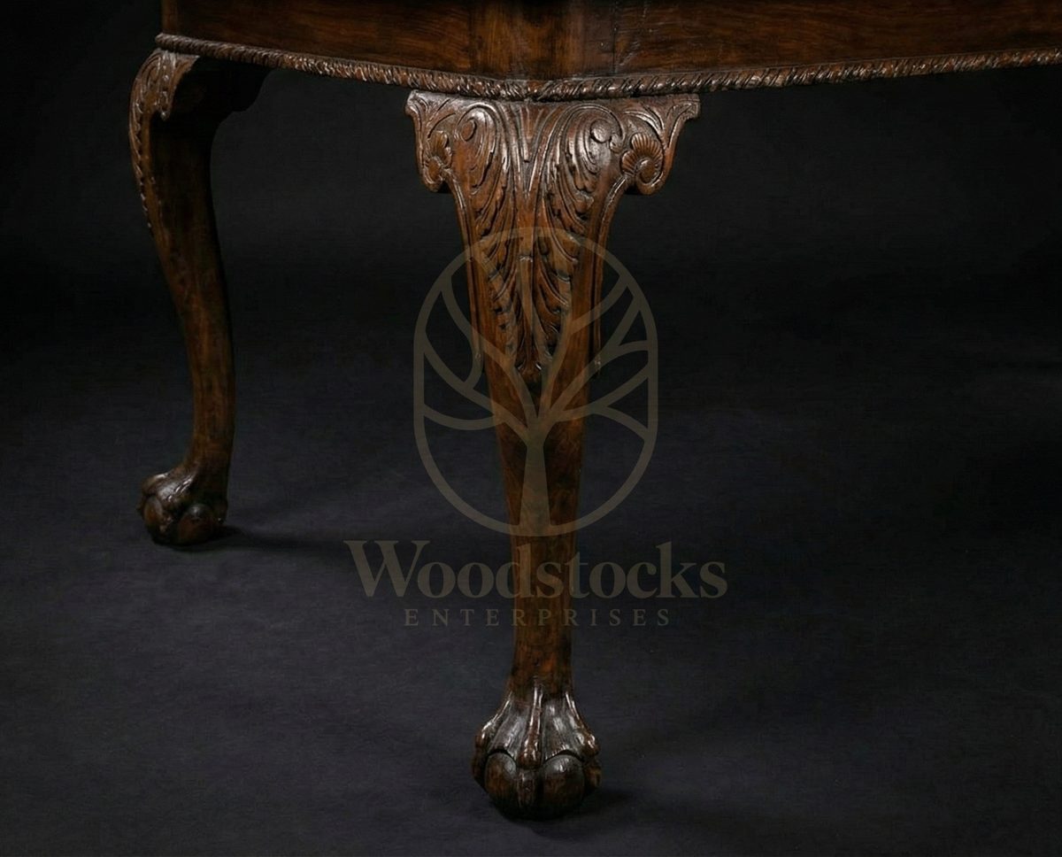 Hand Carved Teak Windsor Chippendale Ball and Claw Dining Suite, Saharanpur, view 6