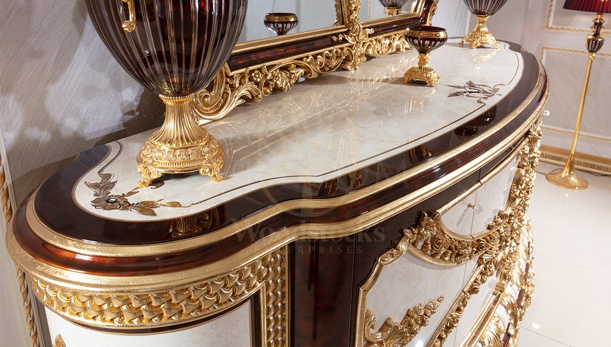 Royal Hunkar Hand Carved Teak Dining Table Set II, Saharanpur, view 7