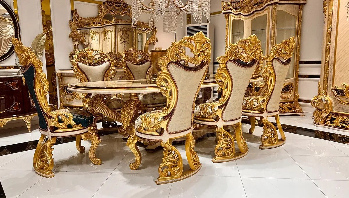 Royal Kral Hand Carved Teak Dining Table Set II, Saharanpur, Dining Table