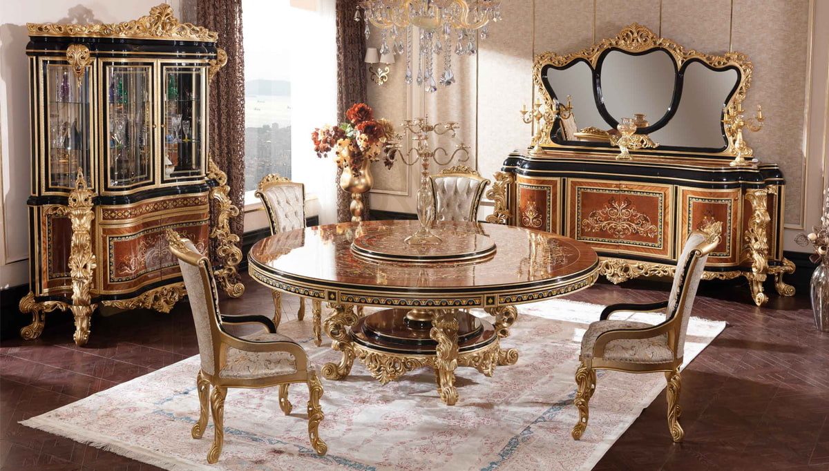 Royal Panamera Marquetry Hand Carved Teak Dining Table Set, Saharanpur, Dining Table
