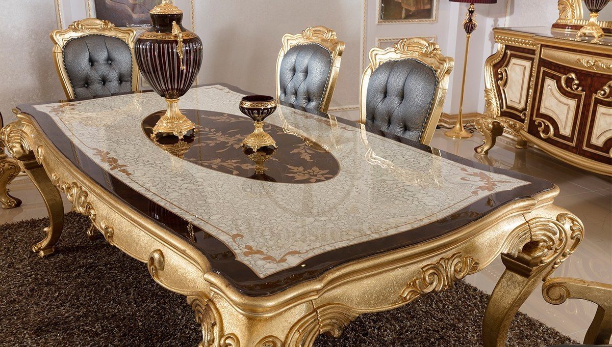 Royal Nevora Hand Carved Teak Dining Table Set, Saharanpur, view 2