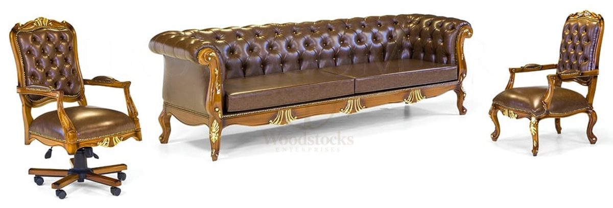 Royal Hezarfen Hand Carved Teak Office Table, Saharanpur, view 6