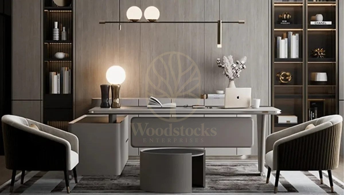 Luxury Madrid White Handcrafted Teak Office Table, Saharanpur, Office & Study Table
