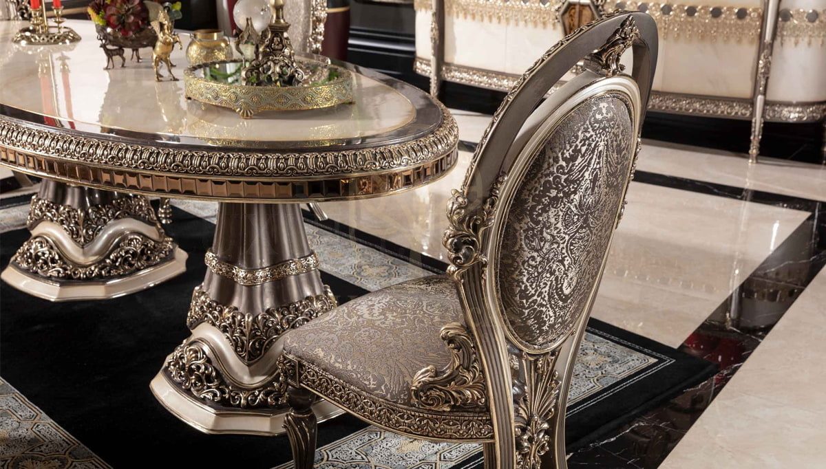 Royal Morbida Hand Carved Teak Dining Table Set, Saharanpur, view 4