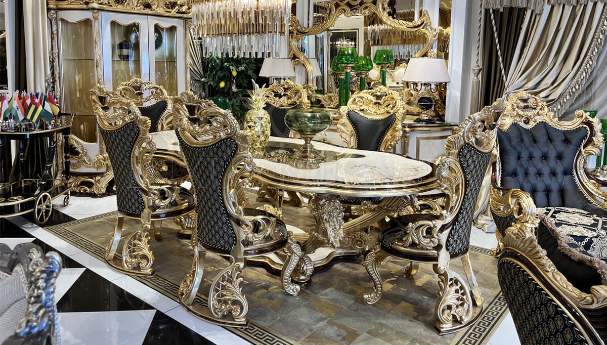 Royal Kral Hand Carved Teak Dining Table Set, Saharanpur, Dining Table