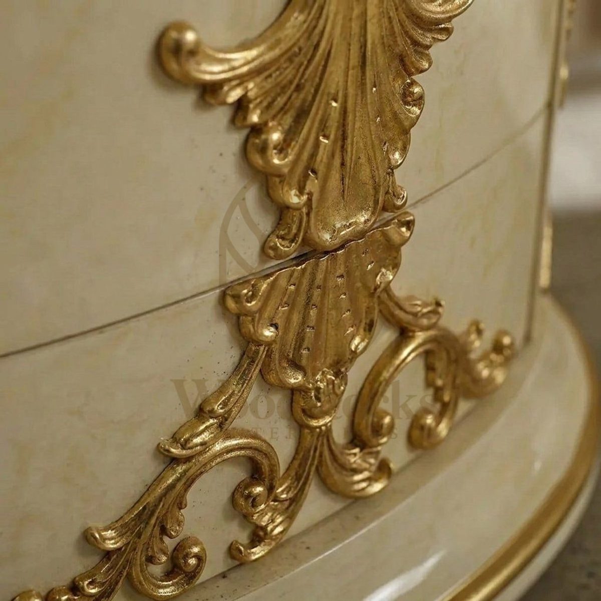 Teak Ornate Gold Chest of Drawers, view 3