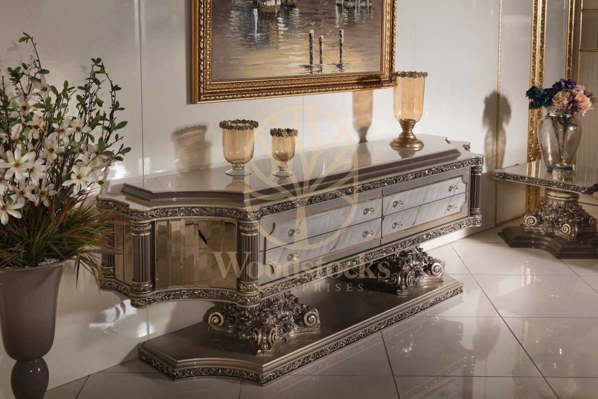 Teak Roma Silver and Grey TV Cabinet, alternate view