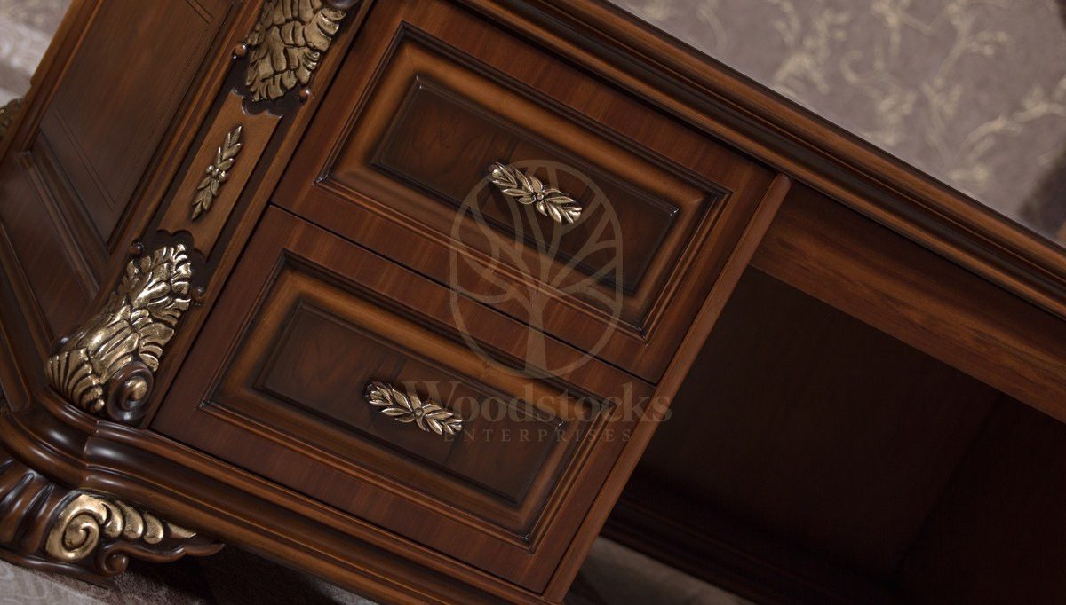 Royal Kraliyet Hand Carved Teak Office Table, Saharanpur, view 8