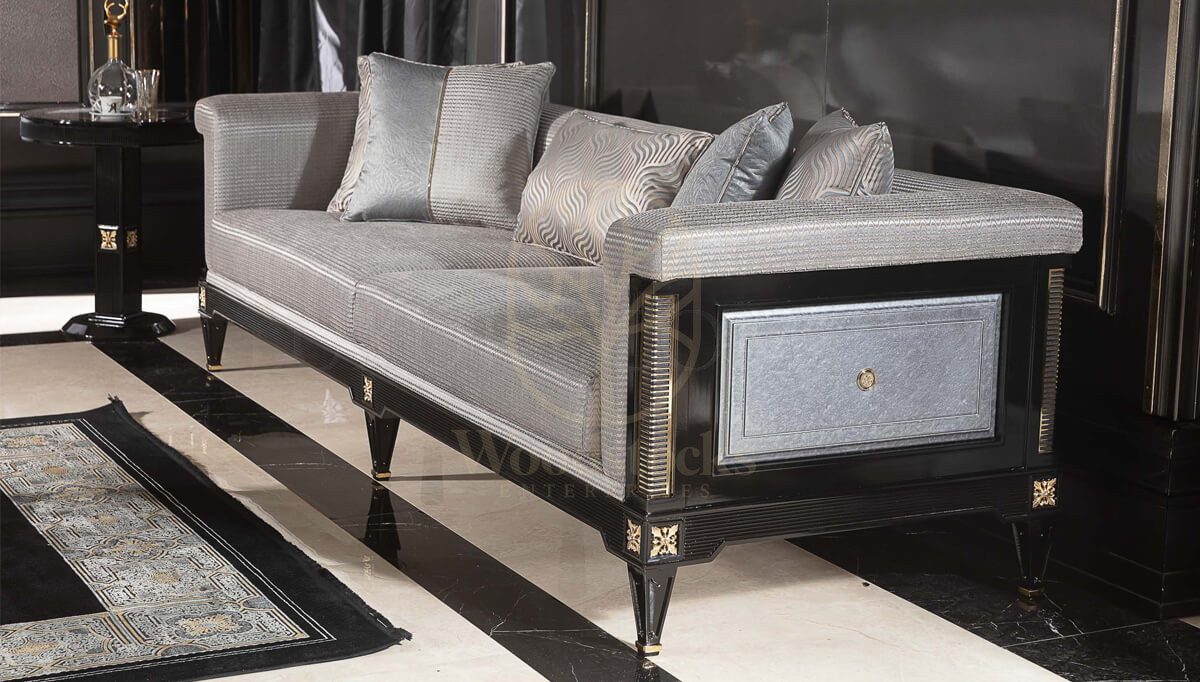 Luxury Caserta Grey Handcrafted Teak Sofa Set, Saharanpur, view 5