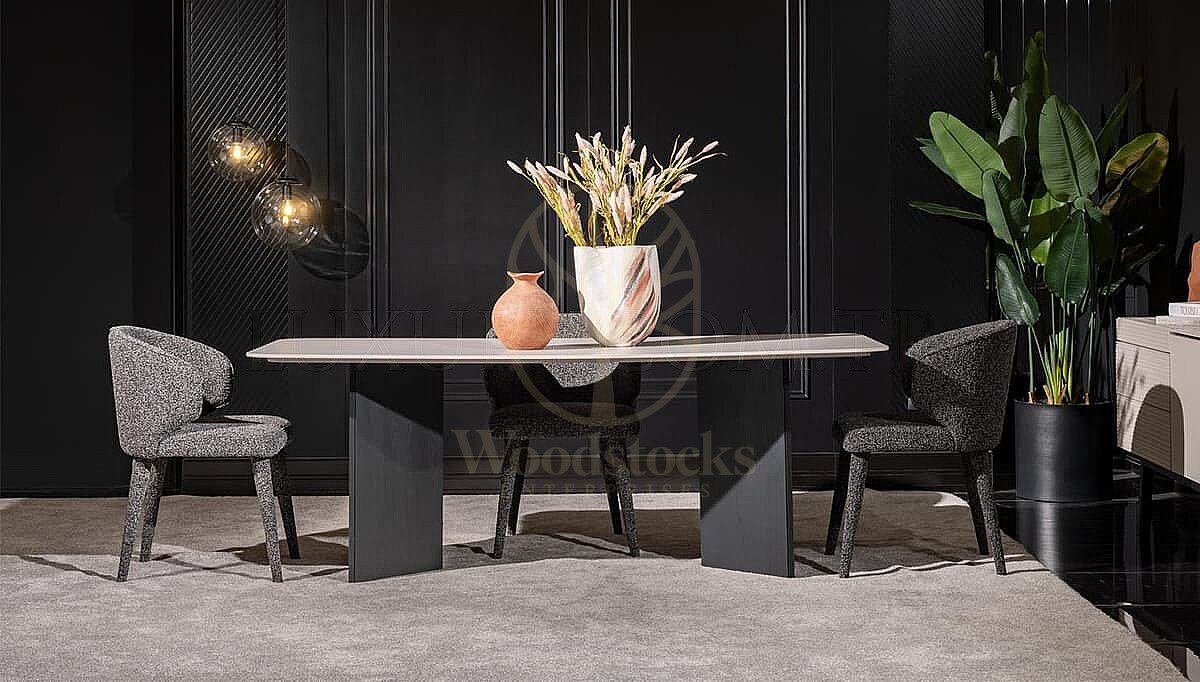 Luxury Varese Grey Handcrafted Teak Dining Table Set, Saharanpur, view 4