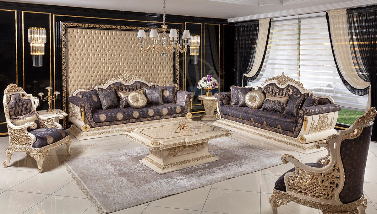 Royal Toronto Hand Carved Teak Sofa Set II, Saharanpur, Sofa Set