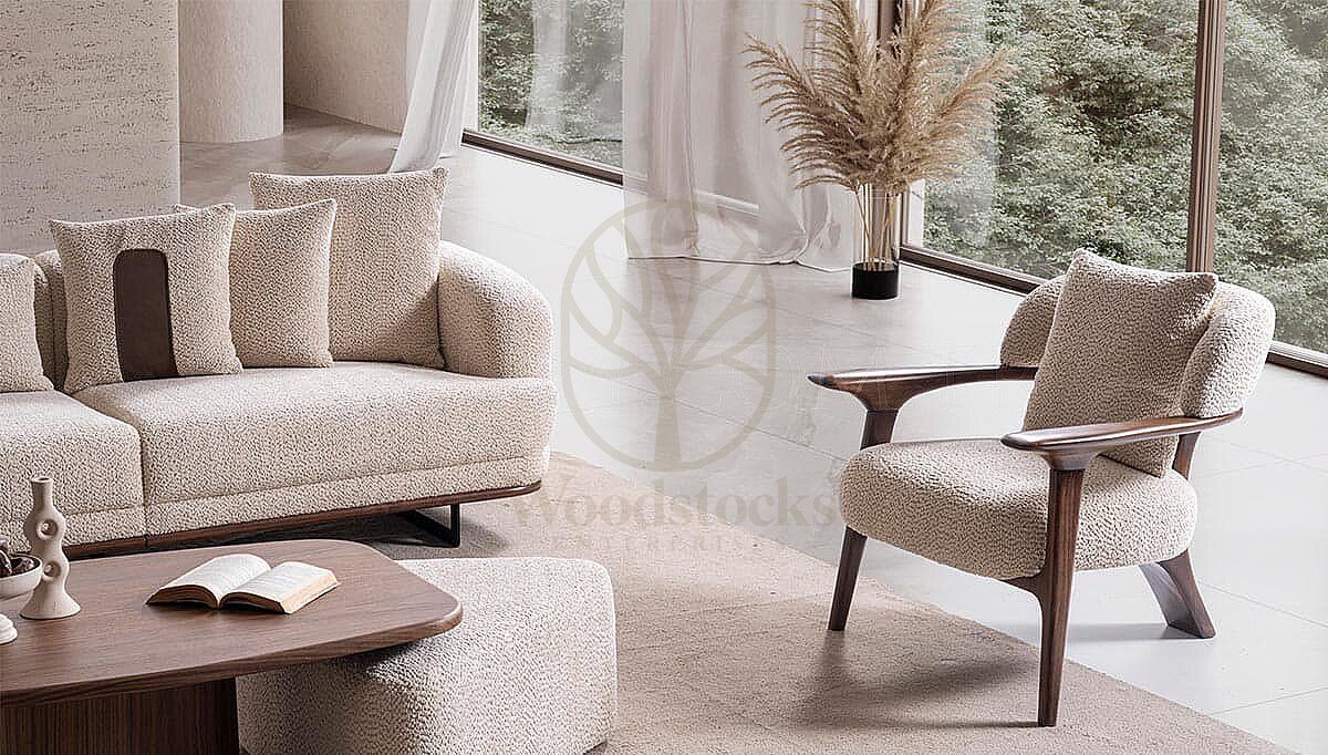 Luxury Diamond Beige Handcrafted Teak Sofa Set, Saharanpur, view 3