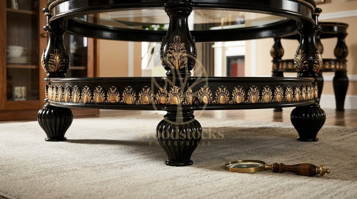 Teak European Black Enamel Coffee Table, view 4