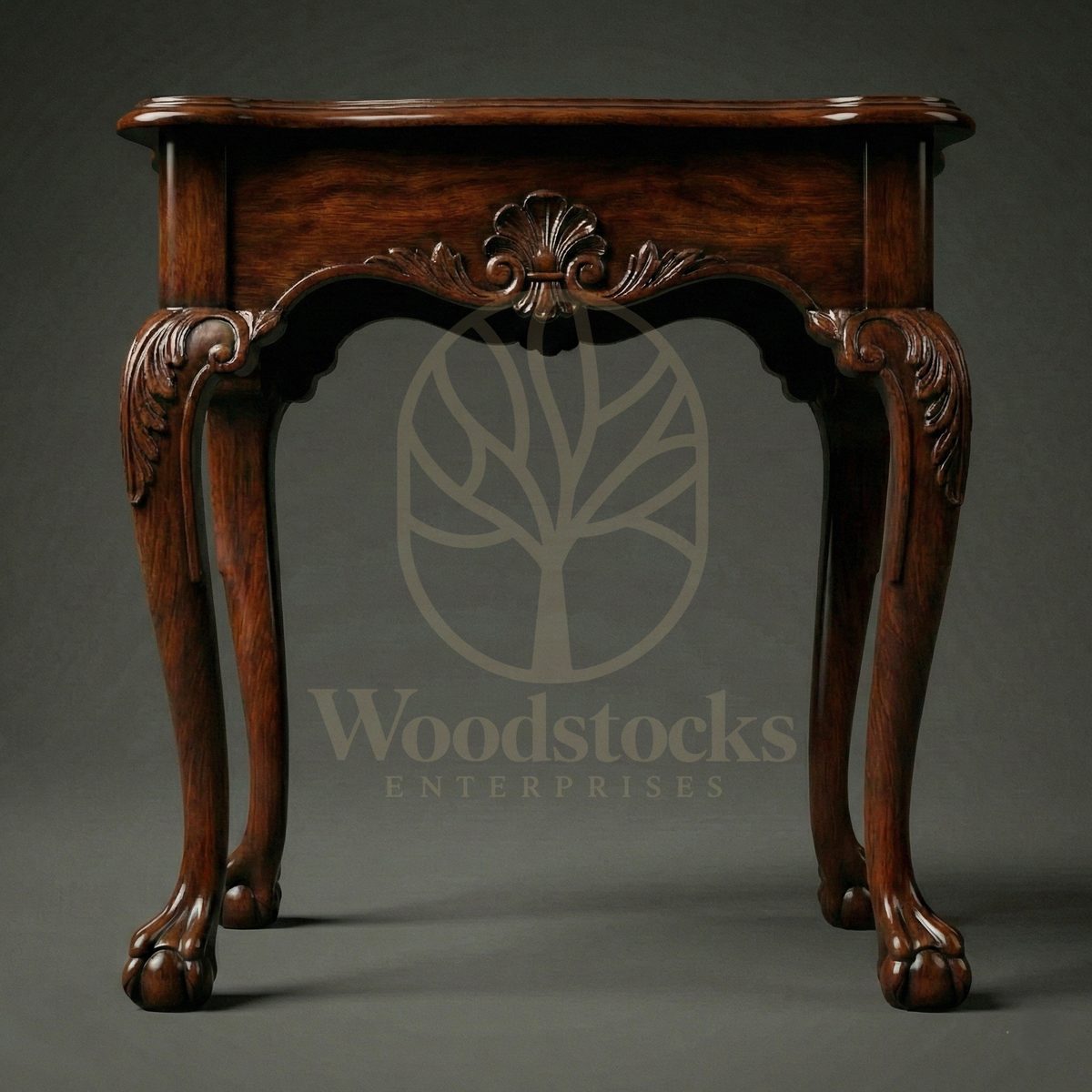 Hand Carved Teak Georgian Ball-and-Claw Side Table, Saharanpur, view 2