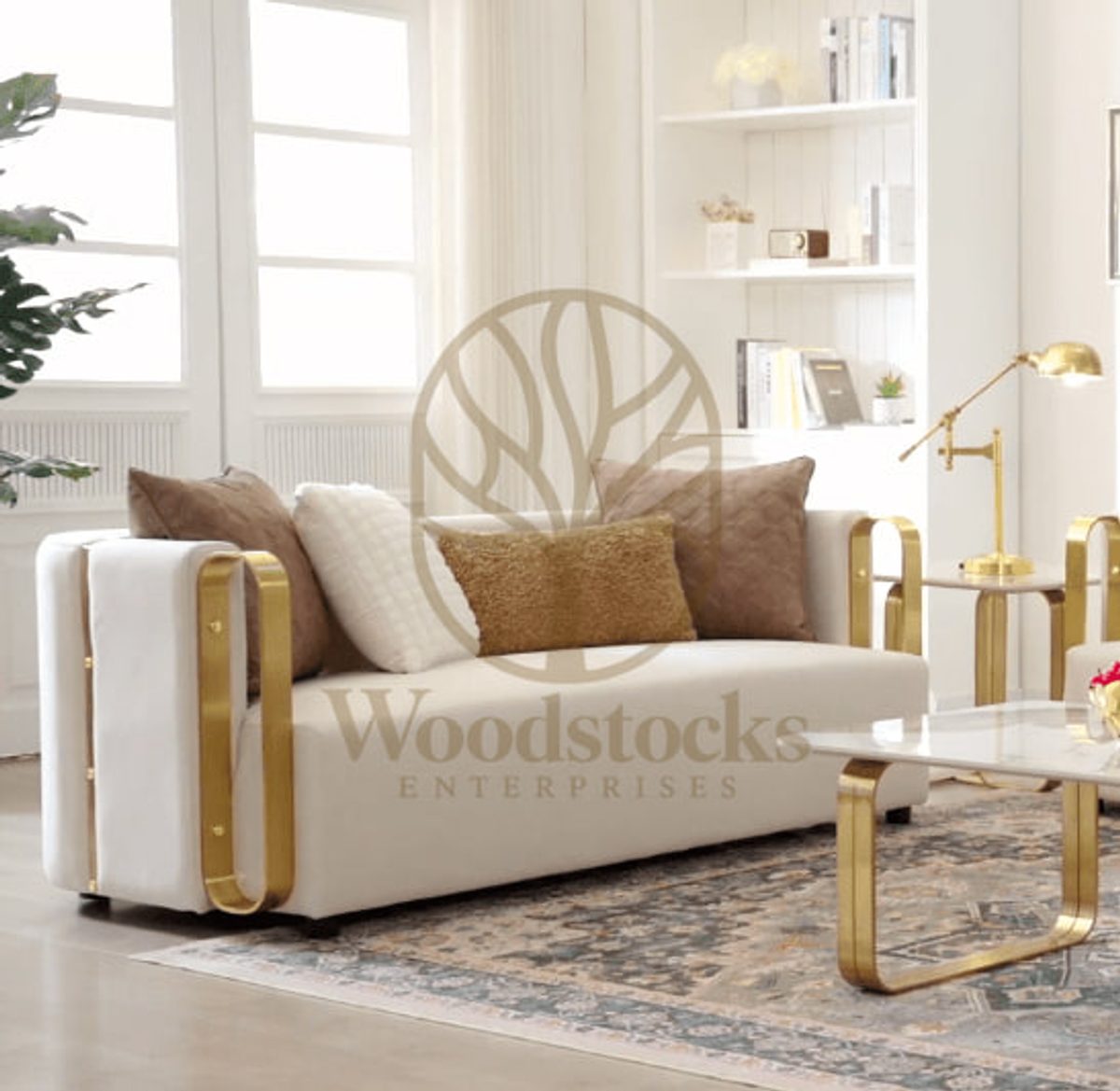 Teak Contemporary Gold Sofa Set III, Sofa Set
