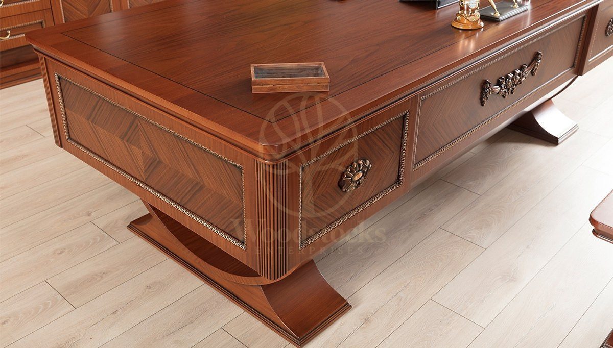 Royal Sarika Hand Carved Teak Office Table, Saharanpur, view 7