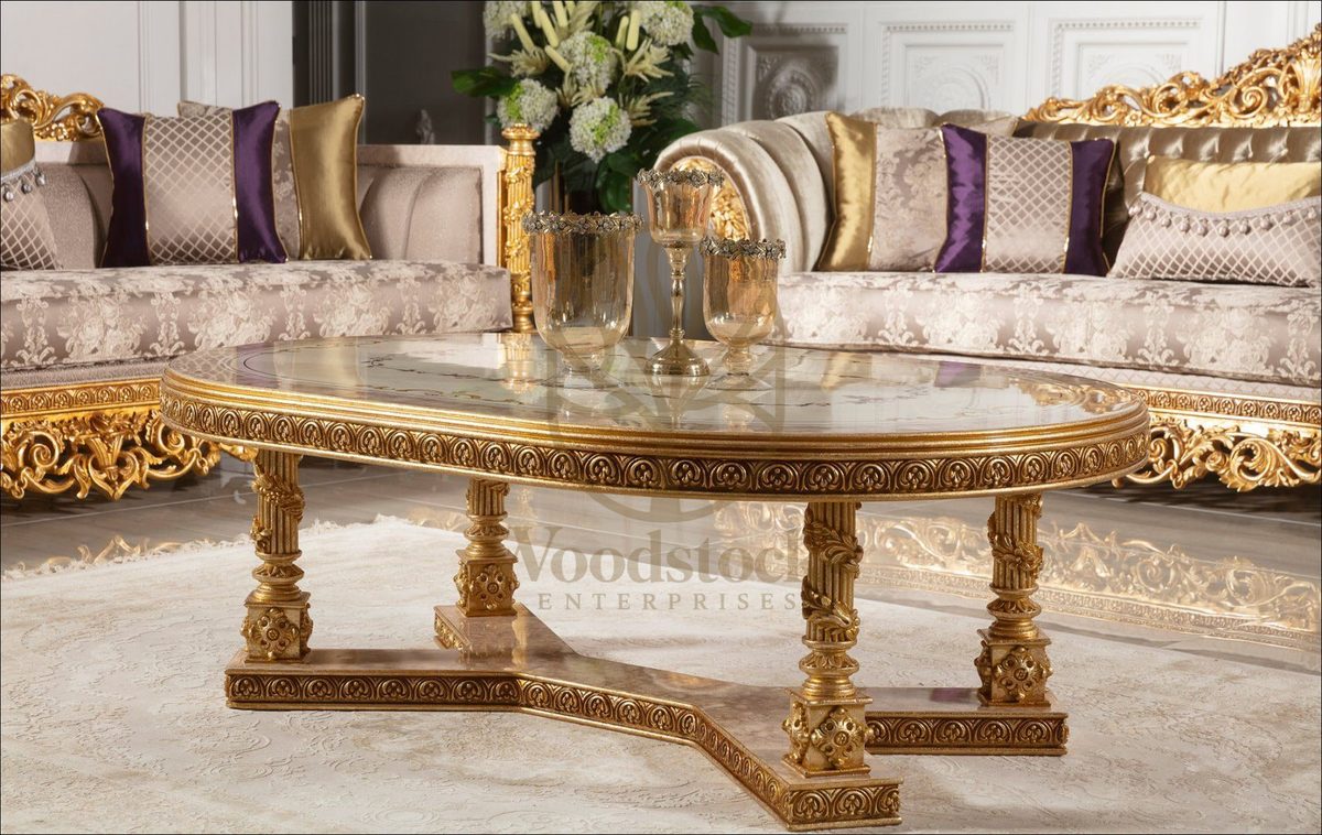 Teak Palace Cream and Gold Center Table, view 2