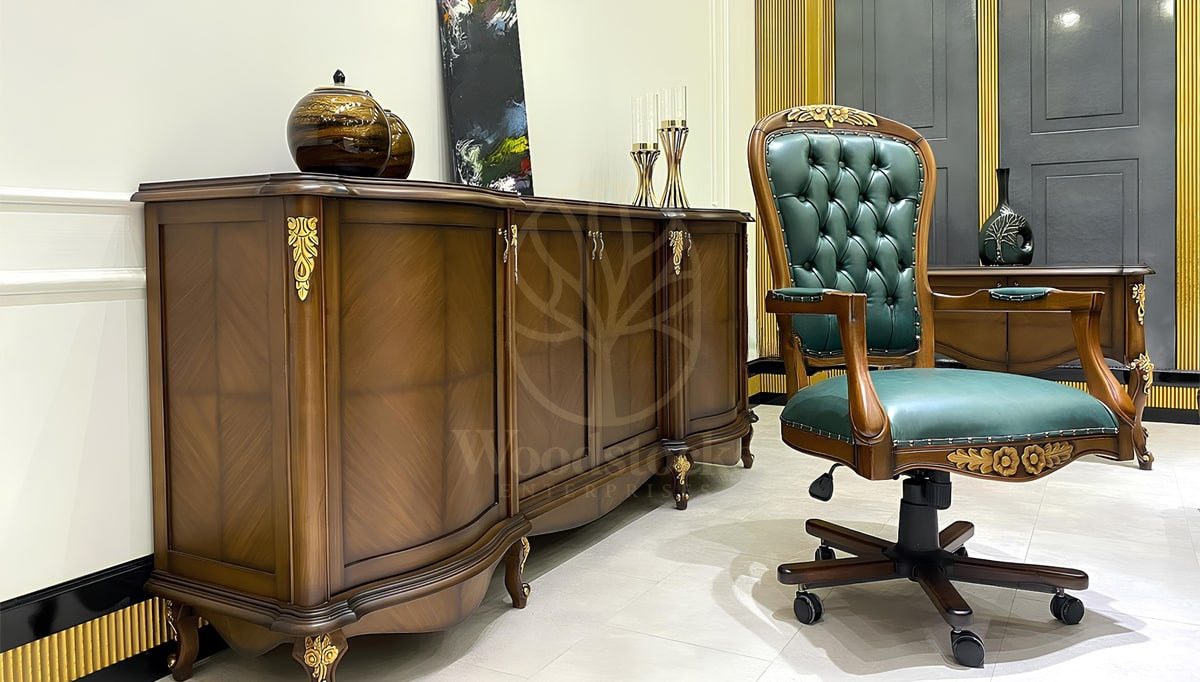Royal Budva Hand Carved Teak Office Table, Saharanpur, view 2