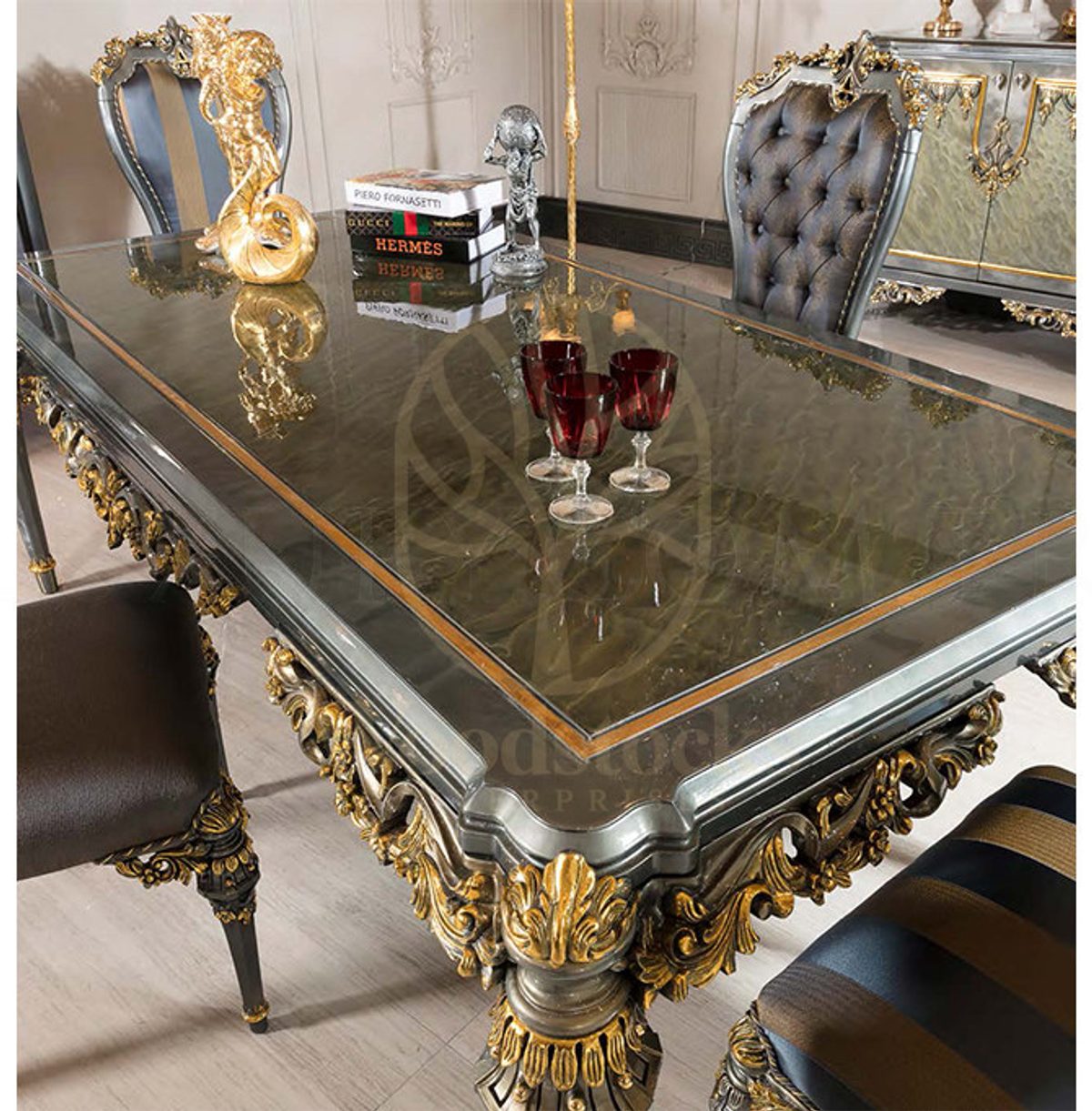 Royal Butan Hand Carved Teak Dining Table Set, Saharanpur, view 4
