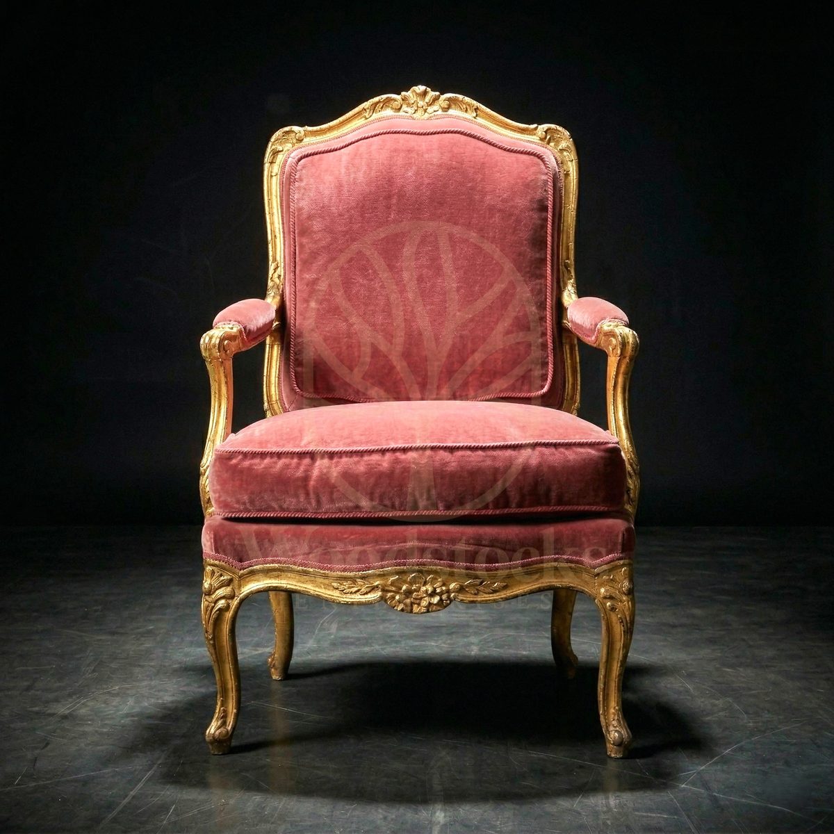 Royal Hand Carved Teak Rococo Salon Fauteuil of Louis XV, Saharanpur, view 2