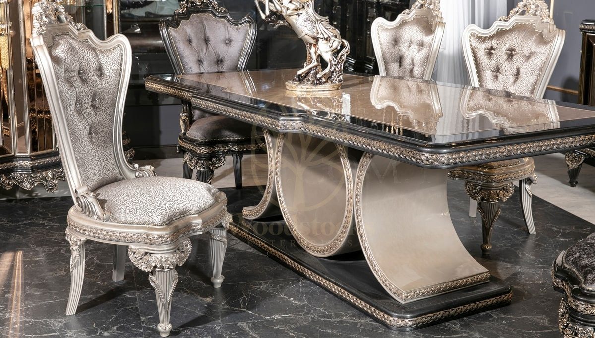 Royal Fidenza Hand Carved Teak Dining Table Set, Saharanpur, view 2