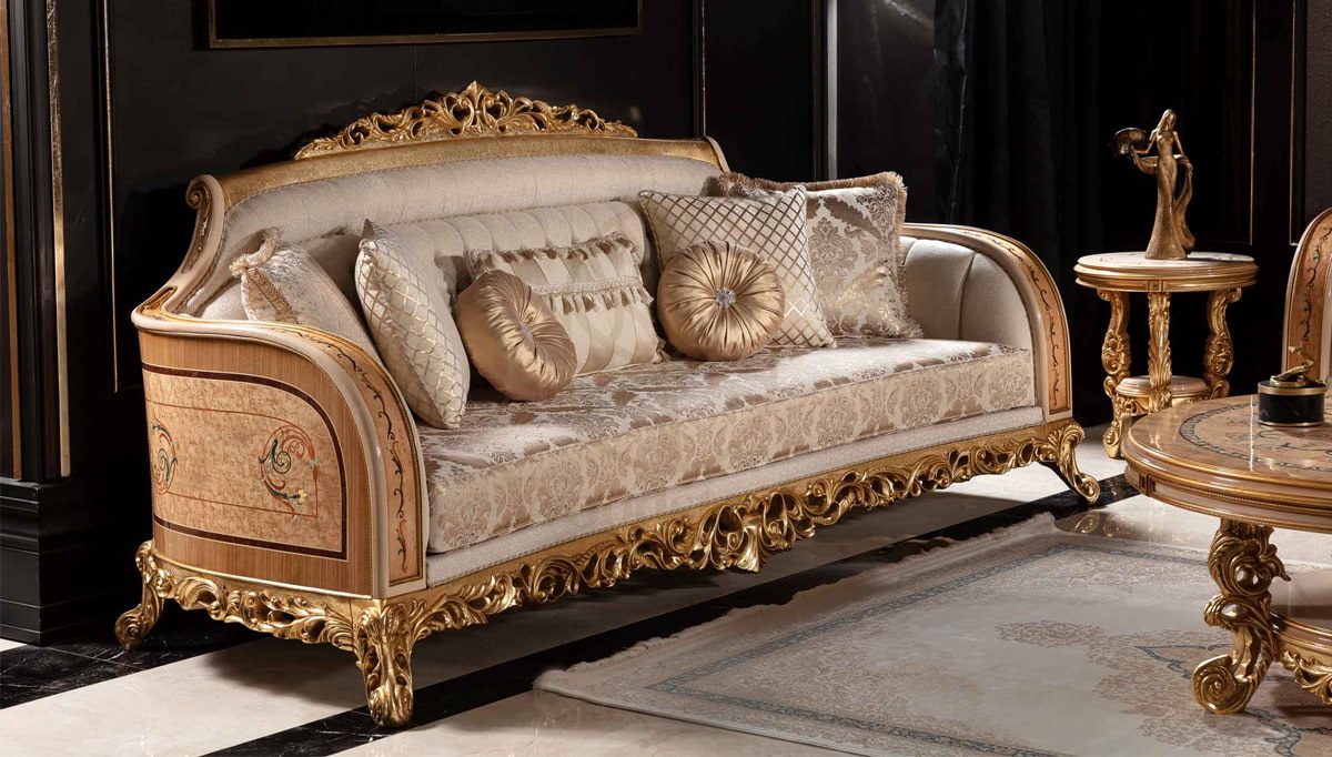 Royal Panamera Cream Hand Carved Teak Sofa Set, Saharanpur, view 2