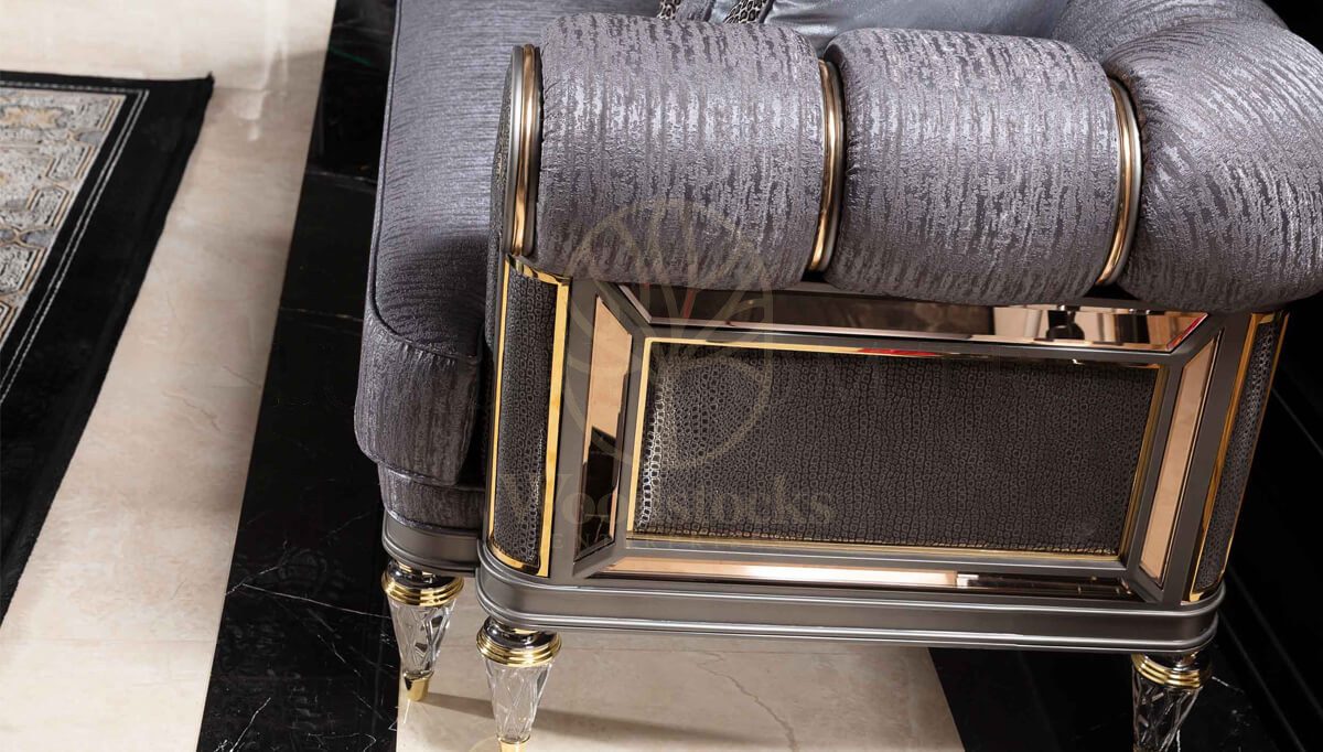 Luxury Viterbo Grey Handcrafted Teak Sofa Set, Saharanpur, view 10